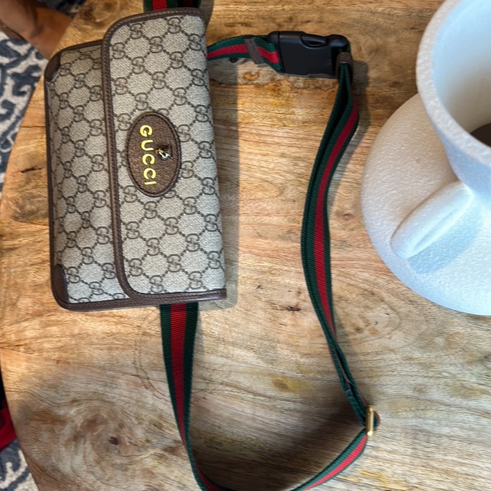 Gucci Beige and Brown Monogram Belt Bag